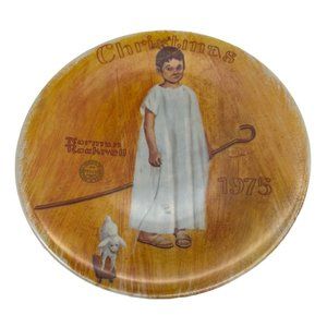 1975 Norman Rockwell Christmas Plate Edwin M Knowles 8.25" Angel w/ Black Eye